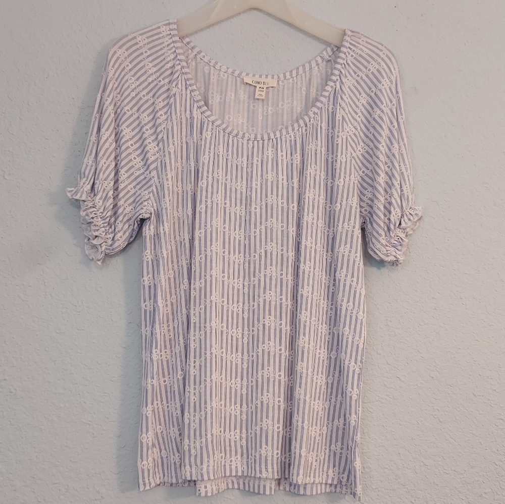 Petite Small Blue Striped Shirt Como Blu
